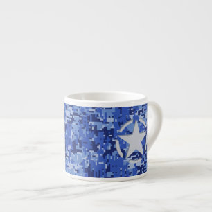 Star Navy Blue Digital Camouflage Espressotasse