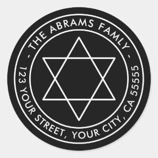 Star of David black minimalist return address Runder Aufkleber