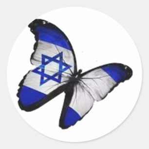 Star of David Butterfly Runder Aufkleber