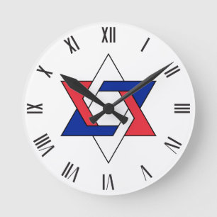 Star of David symbol stylised France three colors  Runde Wanduhr
