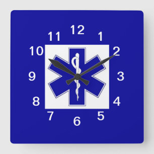 Star of Life - clock Quadratische Wanduhr