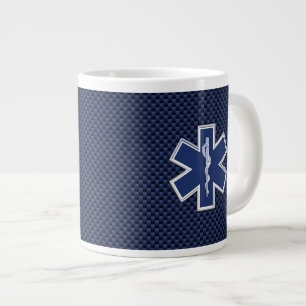 Star of Life Paramedic EMS auf blauem Kohlenstofff Jumbo-Tasse