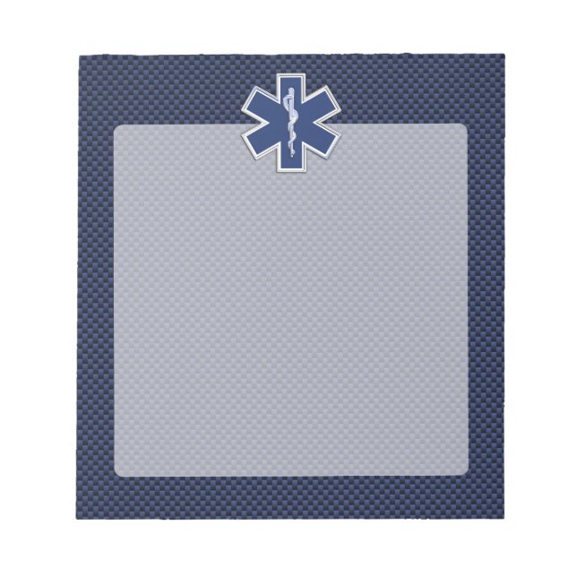 Star of Life Paramedic EMS auf blauem Kohlenstofff Notizblock (Vorderseite)