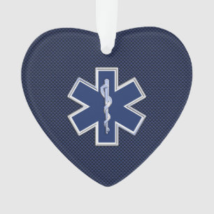 Star of Life Paramedic EMS auf blauem Kohlenstofff Ornament