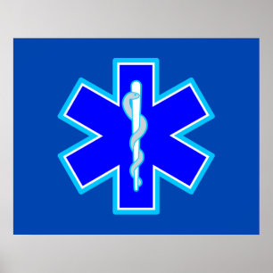 Star of Life Paramedic Symbol EMS Blue Poster