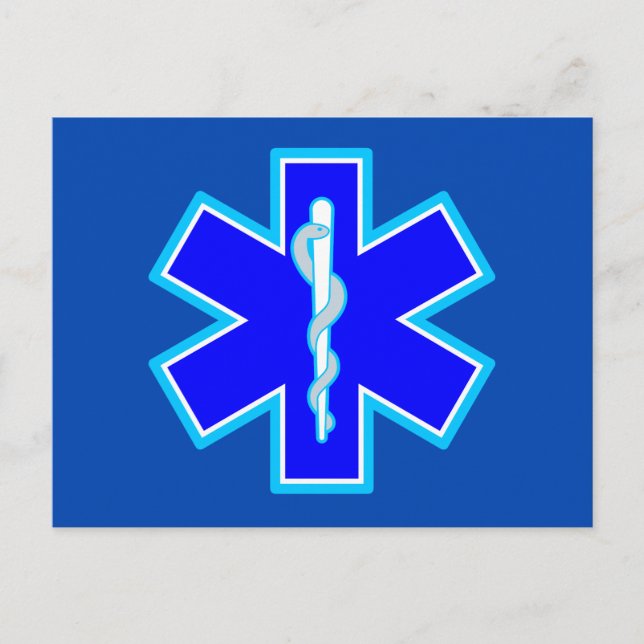 Star of Life Paramedic Symbol EMS Blue Postkarte (Vorderseite)