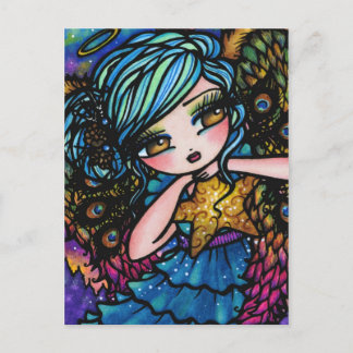 Star of Wonder Peacock Angel Christmas Fantasy Feiertagspostkarte
