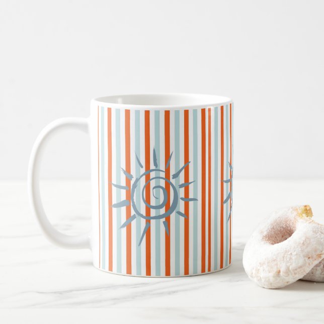 Star Orange Blue Stripe Tasse (Mit Donut)