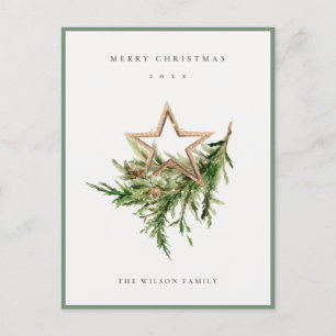 Star Ornament Pine Branch Fauna Frohe Weihnachten