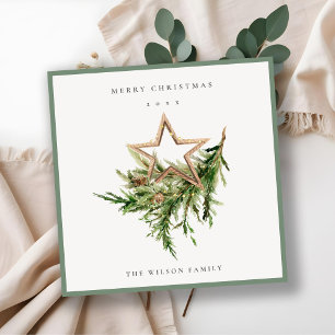 Star Ornament Pine Branch Fauna Frohe Weihnachten