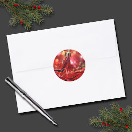 Star Ornament Weihnachten Klein Runder Aufkleber