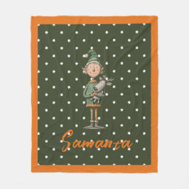 Star pattern christmas elf reideer beige name fleecedecke
