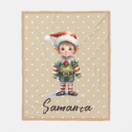 Star pattern gnome blue beige name fleecedecke