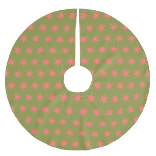 Star Pattern Trending Colors Green Coral Polyester Weihnachtsbaumdecke