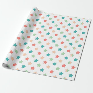 Star Patterns: Red, Green, Blue, and Peach Delight Geschenkpapier