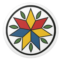 Star Pennsylvania Dutch Hex Sign Keramik Knob