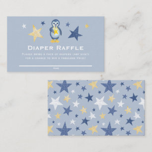 Star Pinguin Baby Showdiaper Raffle Ticket Begleitkarte
