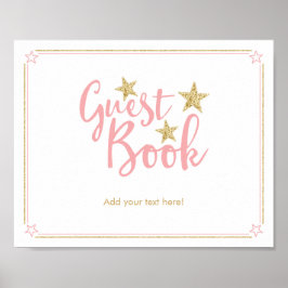 Star Pink Gold Glitzer Baby Showbuchsignatur Poster
