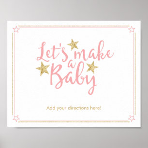 Star Pink Gold Glitzer macht ein Baby Showspiel Poster