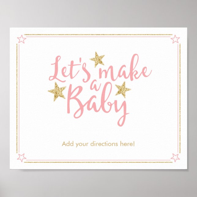 Star Pink Gold Glitzer macht ein Baby Showspiel Poster (Vorne)