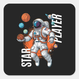 Star Player - Space Basketball Vibes Baby Bib Quadratischer Aufkleber
