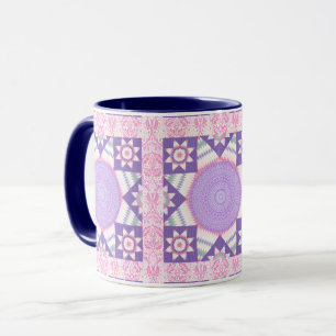 Star Quilt Square Pink Art Tassen Cup