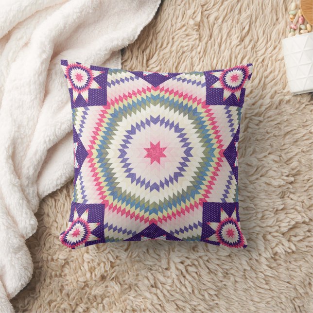 Star Quilt Style Quadrat Lila Throw Kissen (Decke)
