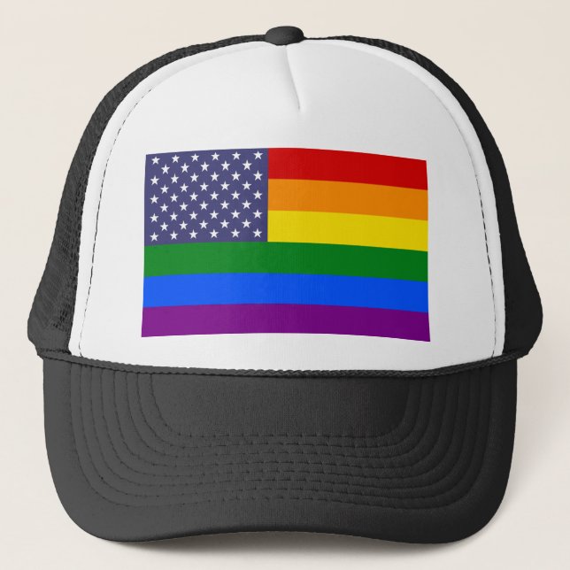 Star Rainbow American Flag Truckerkappe (Vorderseite)