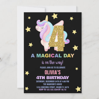 Star Rainbow Unicorn Geburtstagseinladungen Fly Einladung