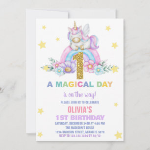 Star Rainbow Unicorn Geburtstagseinladungen Fly Einladung