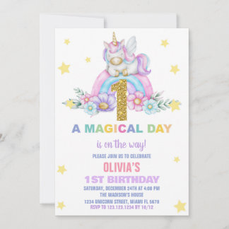 Star Rainbow Unicorn Geburtstagseinladungen Fly Einladung