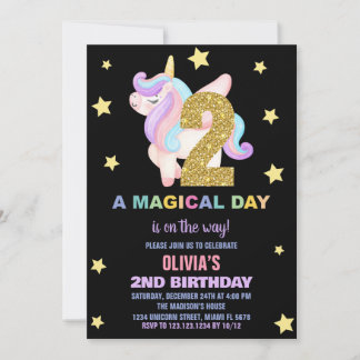 Star Rainbow Unicorn Geburtstagseinladungen Fly Einladung