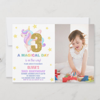 Star Rainbow Unicorn Geburtstagseinladungen mit Fo Einladung