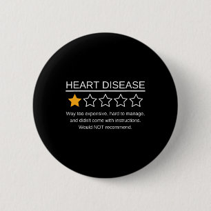Star Rating Heart Attack Funny Heart Disease Aware Button