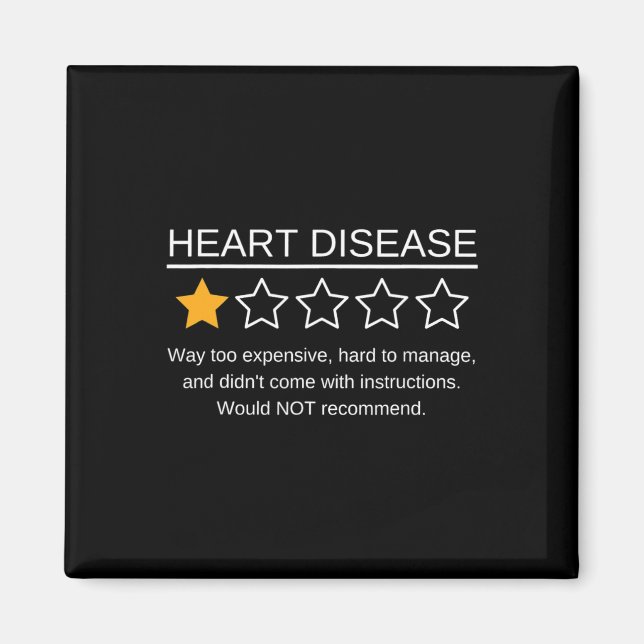 Star Rating Heart Attack Funny Heart Disease Aware Magnet (Vorne)
