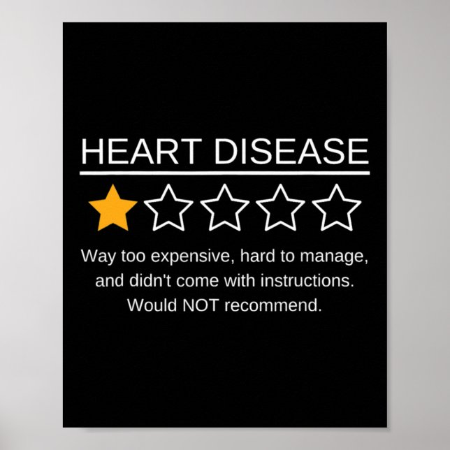 Star Rating Heart Attack Funny Heart Disease Aware Poster (Vorne)