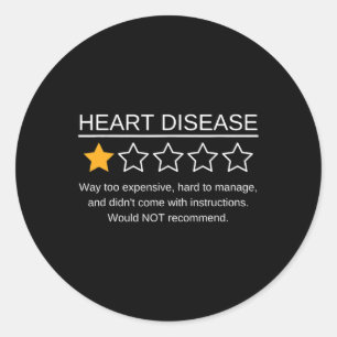 Star Rating Heart Attack Funny Heart Disease Aware Runder Aufkleber