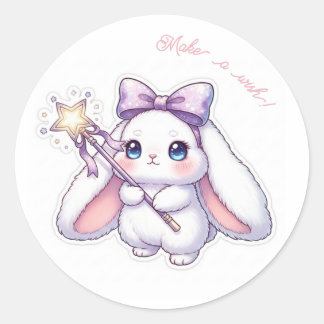 Star Ribbon Magic Wand Bunny - Dreamy Sparkle Runder Aufkleber