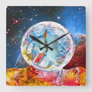 Star Robot Quadratische Wanduhr