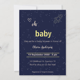 Star Rocket Out of the World Baby Shower Einladung