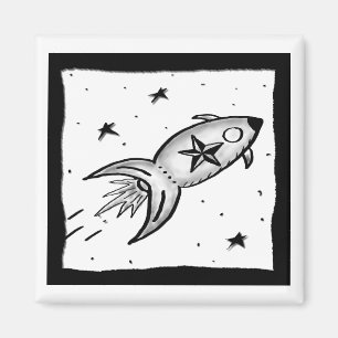 Star Rocket Ship by Cussdum Designs Magnet