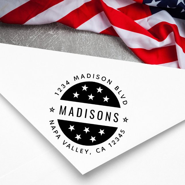 Star Round Script-Rücksendeadresse Gummistempel (Von Creator hochgeladen)