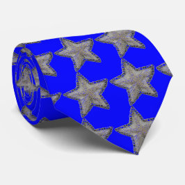 Star Sequin Print Necktie auf Blue Krawatte