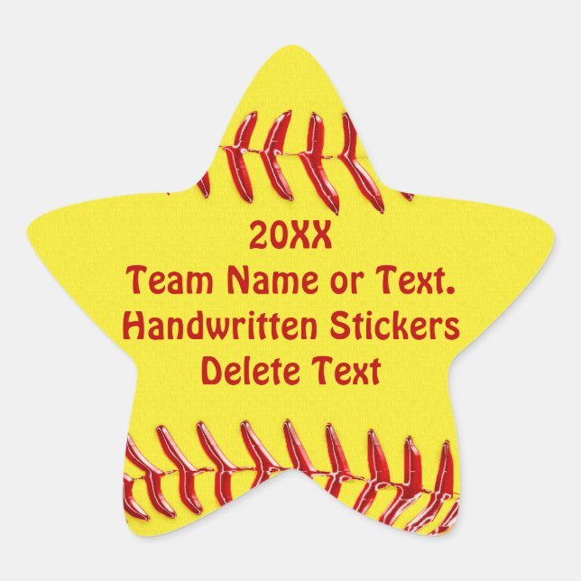 Star Shaped Softball Sticker Ihren Text oder Leere (Vorderseite)