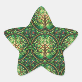 Star-shaped sticker featuring green 