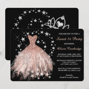 Star Shimmer Peach 16 . Geburtstag Party Einladung