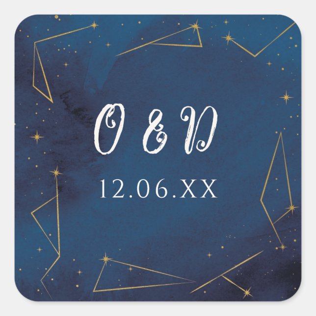 Star Signs Navy Initials Stickers Label Sky (Vorderseite)
