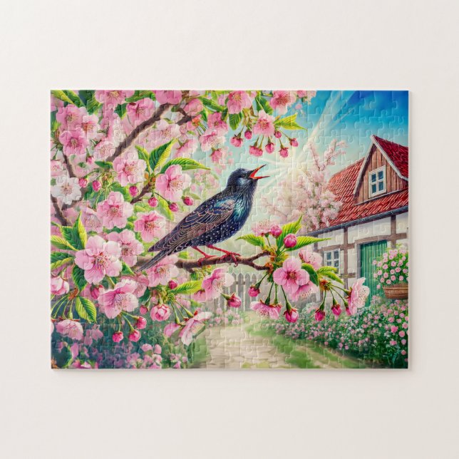 Star Singing in Cherry Tree Illustration Puzzle (Horizontal)