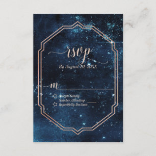 Star Sky Celestial Galaxy Watercolor Wedding RSVP Karte