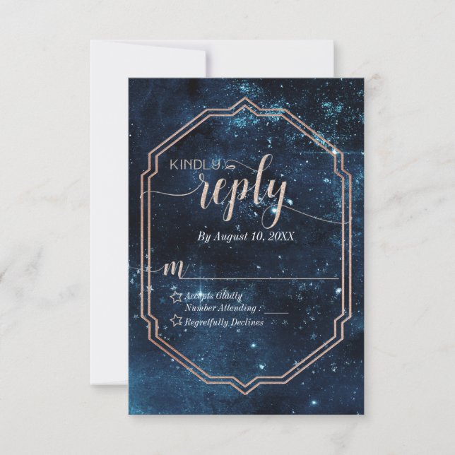 Star Sky Celestial Galaxy Wedding Reply UAWG RSVP Karte (Vorderseite)